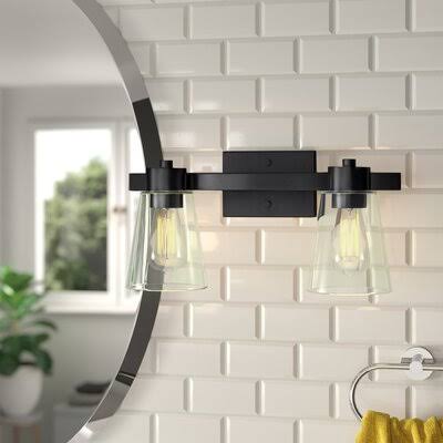 Miranda 2 - Light Vanity Light Beachcrest Home Finish: Matte Black, Shade Color: Clear