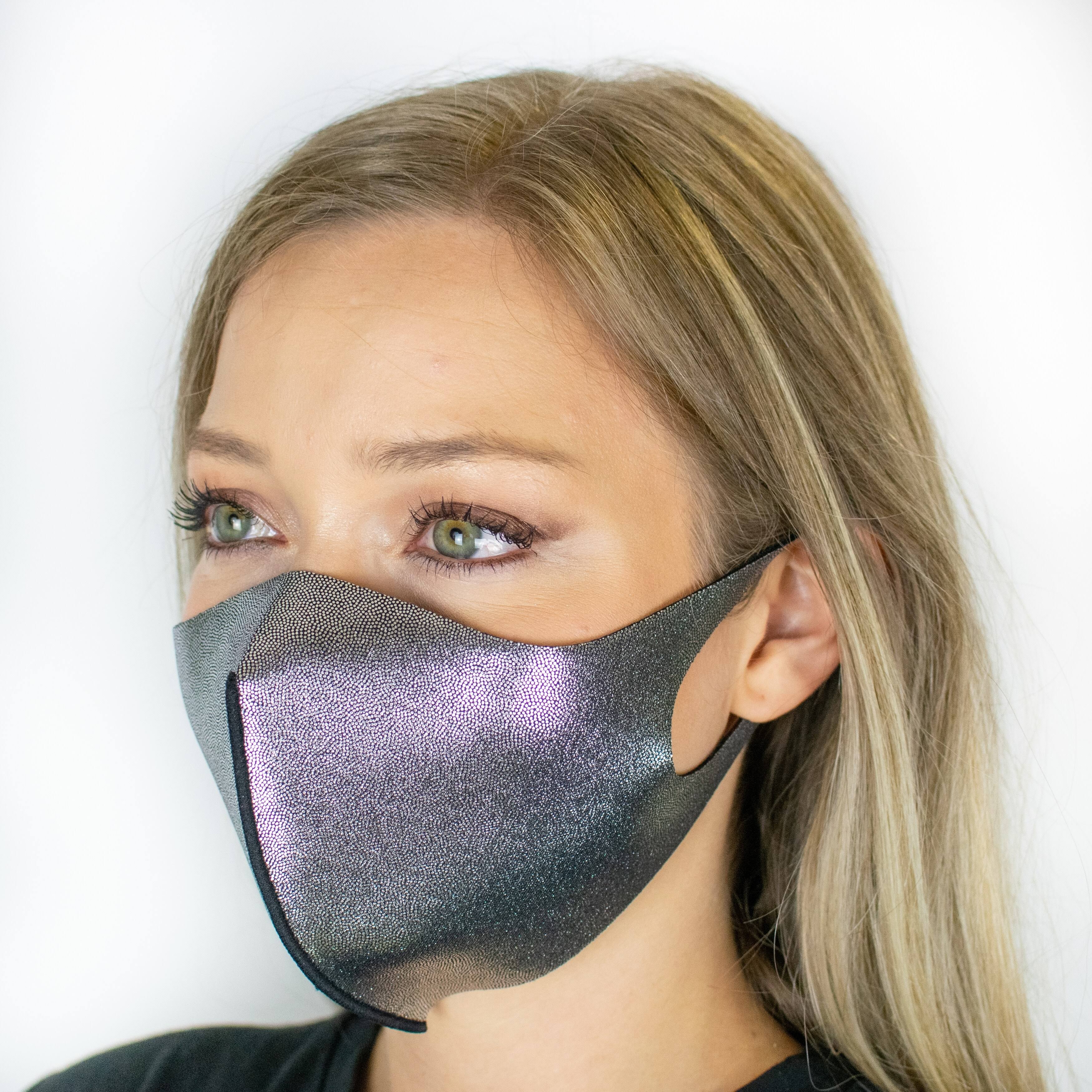 Dr. Green ATB UV Reusable Fashion Cloth Face Mask (Antimicrobial Silver-Nanotechnology) - Metallic Silver - 10-Pack