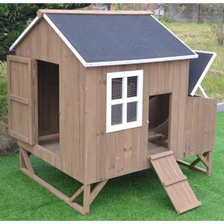 Omitree Deluxe Backyard Large Wood Chicken Coop Hen House 4-8 Chickens with 3 Nesting Box, Brown