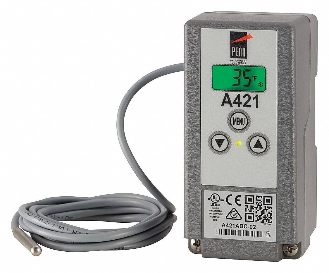 Johnson Controls A421GBF-02C A421 Series Low-Voltage Type 1 Electronic Temperature - Black