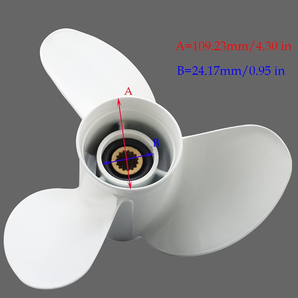 VN 13x19-K Aluminum Alloy Propeller - Compatible with for Yamaha Replaces 6E5-45941-00-EL 50HP 60HP 70HP 75HP 80HP 85HP 90P 100HP 115HP 130HP 140HP Outboard Motors 15 Spline Tooth -Outboard
