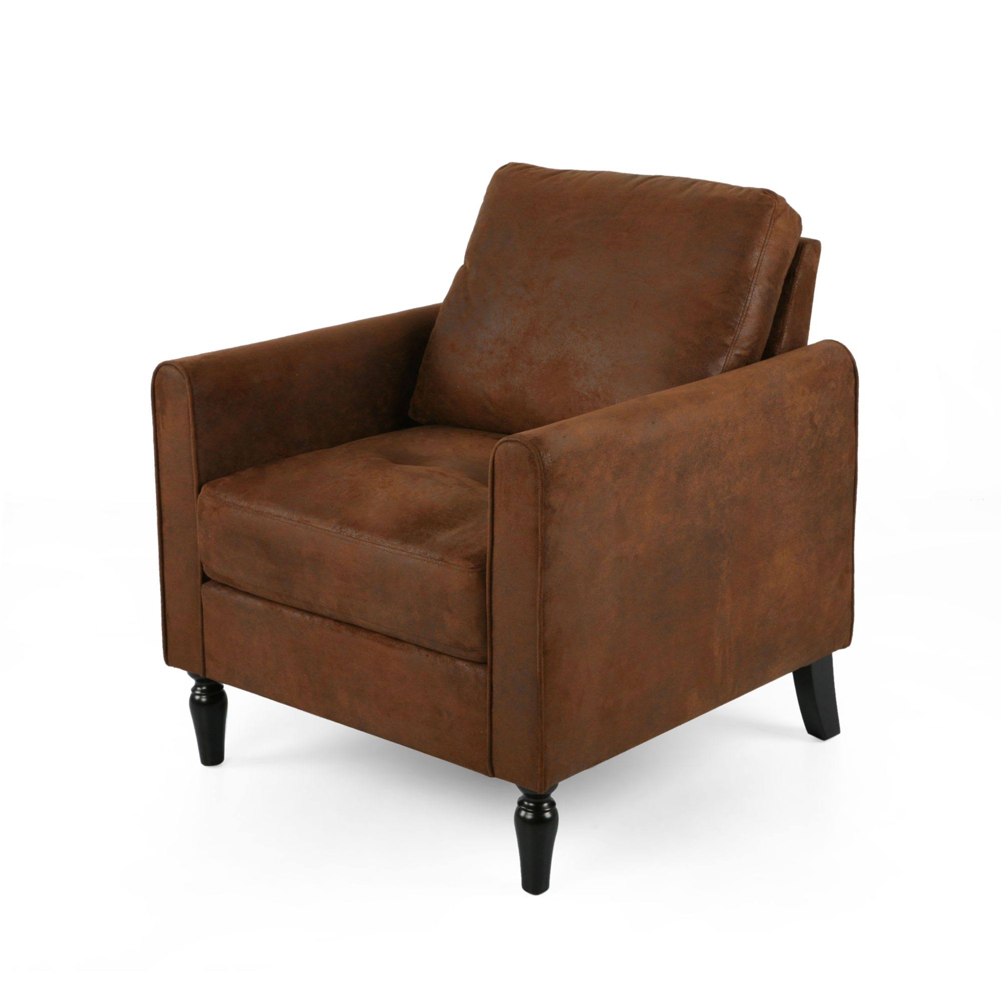 33.25x22 Brown and Black Contemporary Solid Club Chair