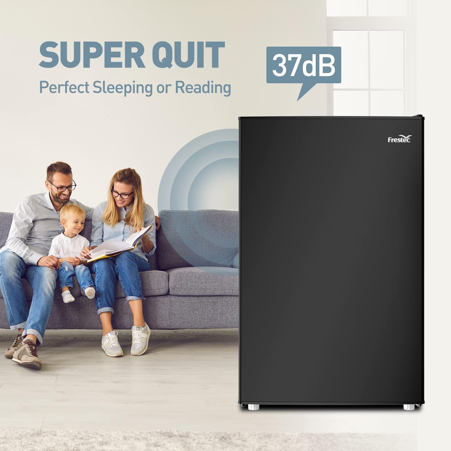 Frestec Mini Refrigerator,4.5 Cu Ft Small Fridge,Mini Fridge for Bedroom,Dorm Refrigerator,Small Refrigerator for Office,Single Door Compact,Energy Saving,Low Noise with Reversible Door (Black)