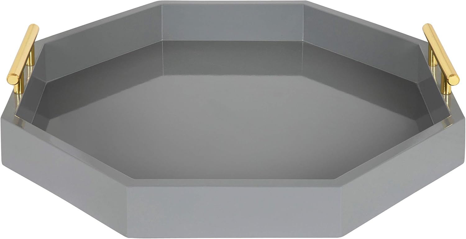 Kate and Laurel Lipton Mid-Century Octagon Tray, 18