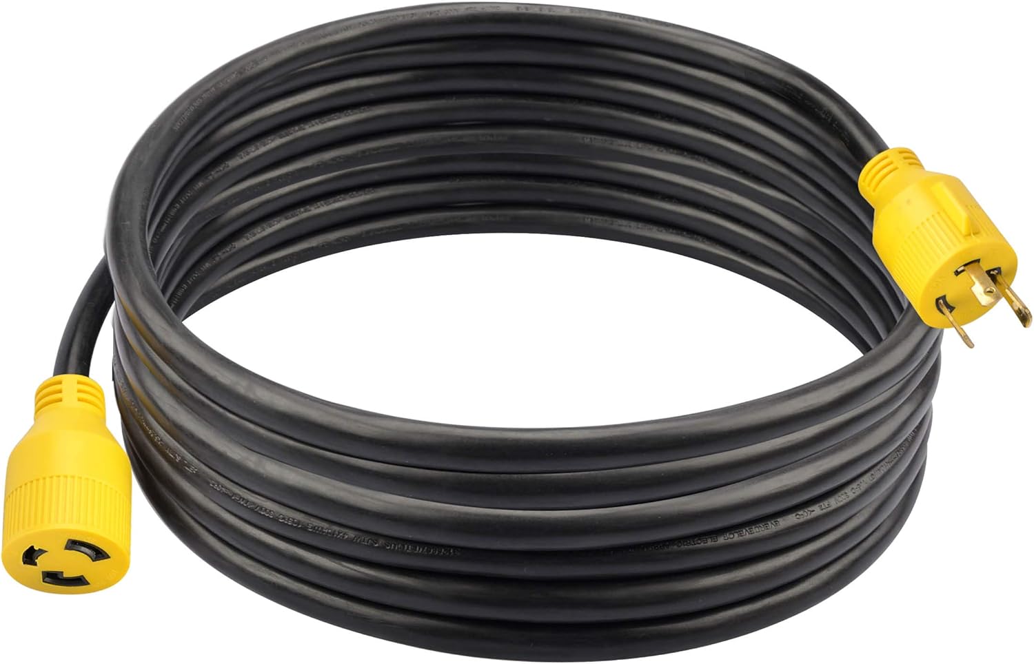 RVMATE 3 Prong 30 Amp Generator Extension Cord 75 Feet, NEMA L5-30P/L5-30R 125V SJTW Jacket