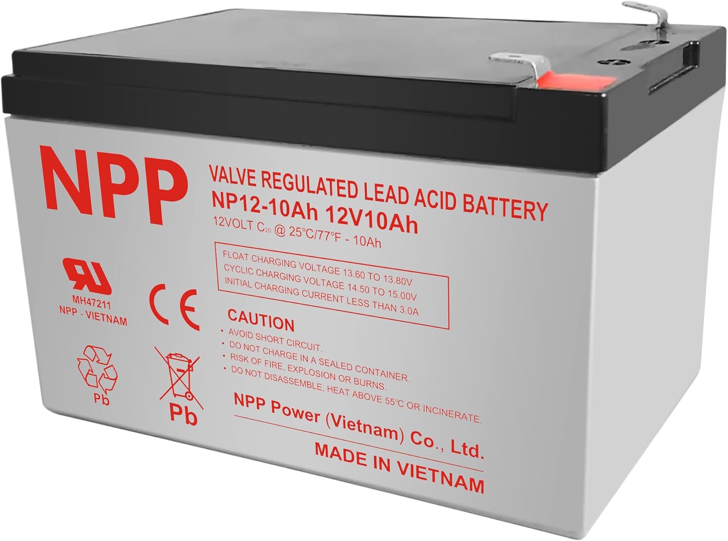 NPP NP12-12Ah-F2 Sealed Lead Acid 12 V12Ah Battery with F2 Style Terminals / （2pcs）