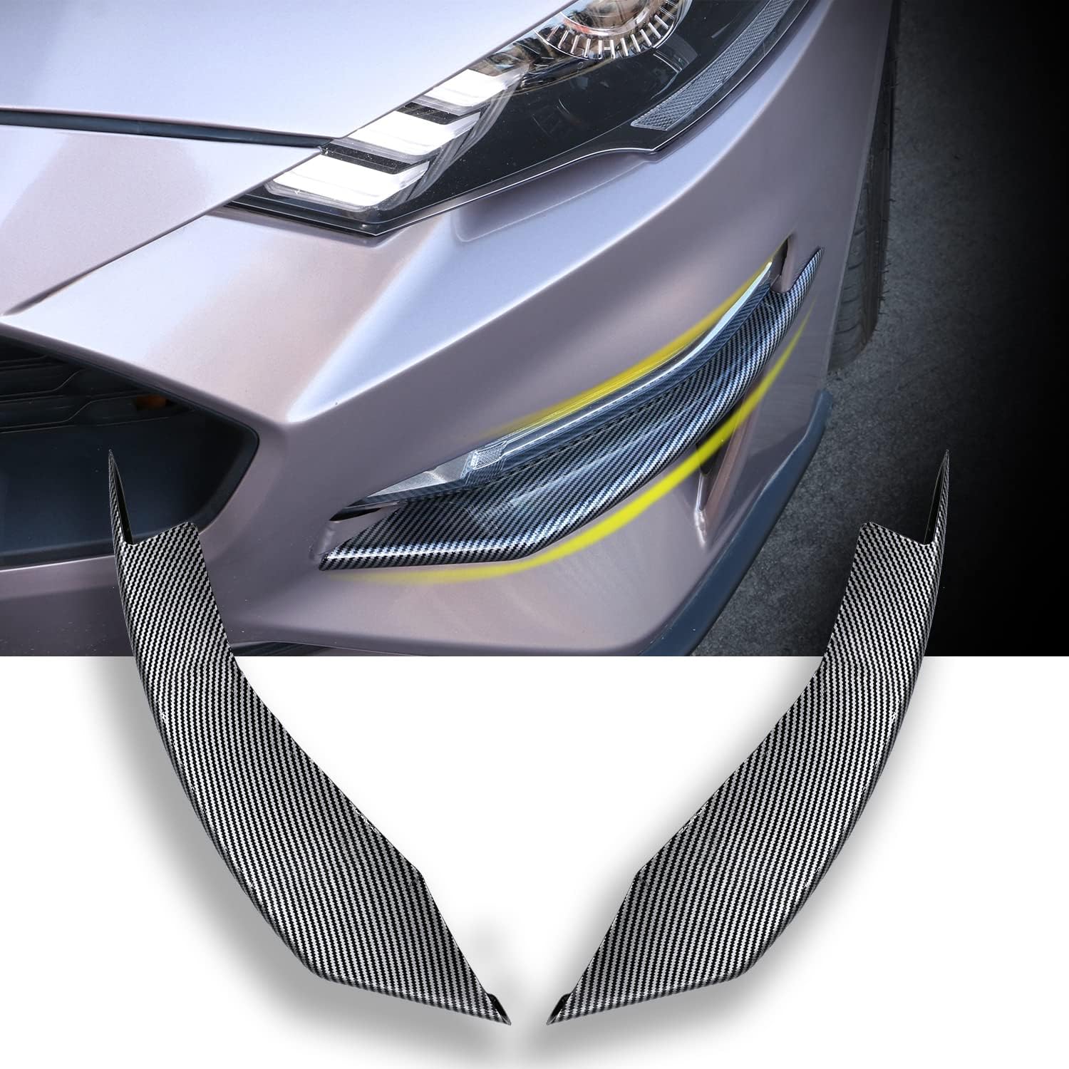 MEEAOTUMO Front Bumper Winglets Fog Light Vent Canard Strip Trim Exterior Trim Accessories for Ford Mustang 2018-2022