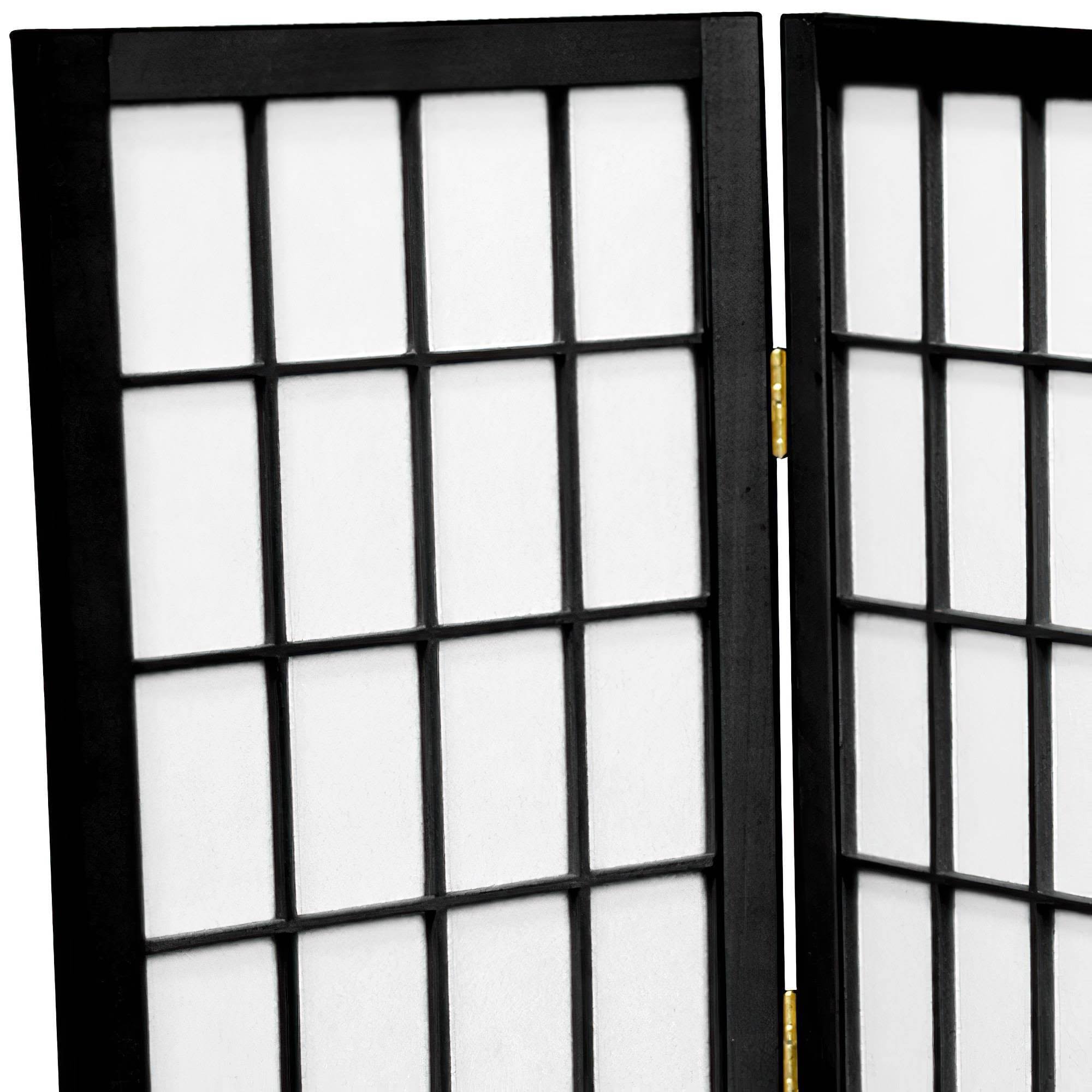 Oriental Furniture 2& Tall Desktop Window Pane Shoji Screen - Black - 6 Panels
