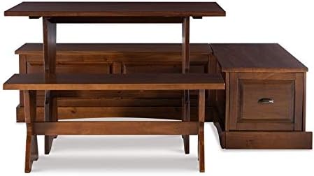 Riverbay Patio Conversation Kitchen Backless Breakfast Corner Nook Table Booth Bench Dining Set with Hidden Storage in Walnut Brown