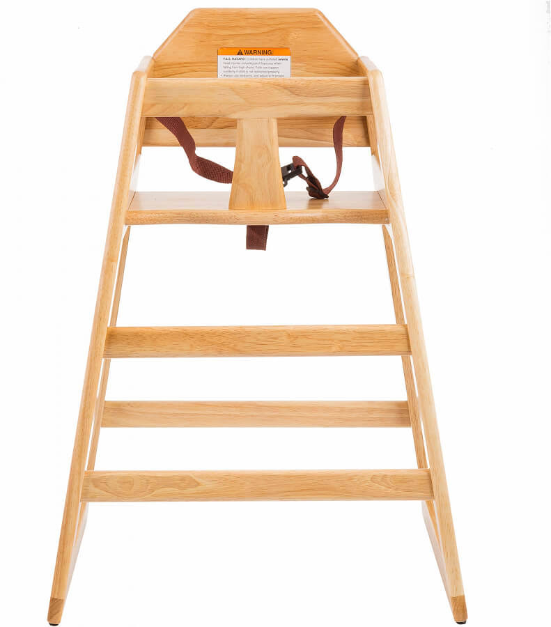 Tablecraft 6565004, Stackable Rubberwood High Chair, Natural Finish