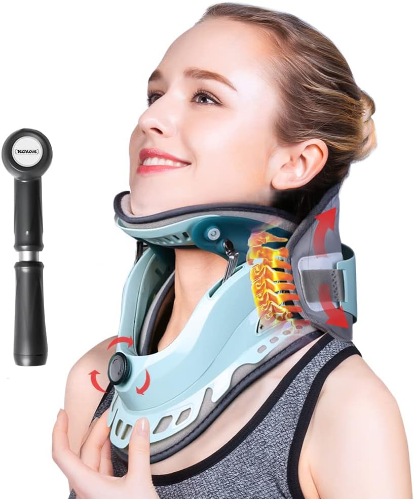 Tech Love Cervical Neck Traction Device, Adjustable Neck Brace for Neck Pain Relief&Shoulder Pain Relief, Inflatable Cervical Neck Collar Soft Neck Stretcher Neck Support
