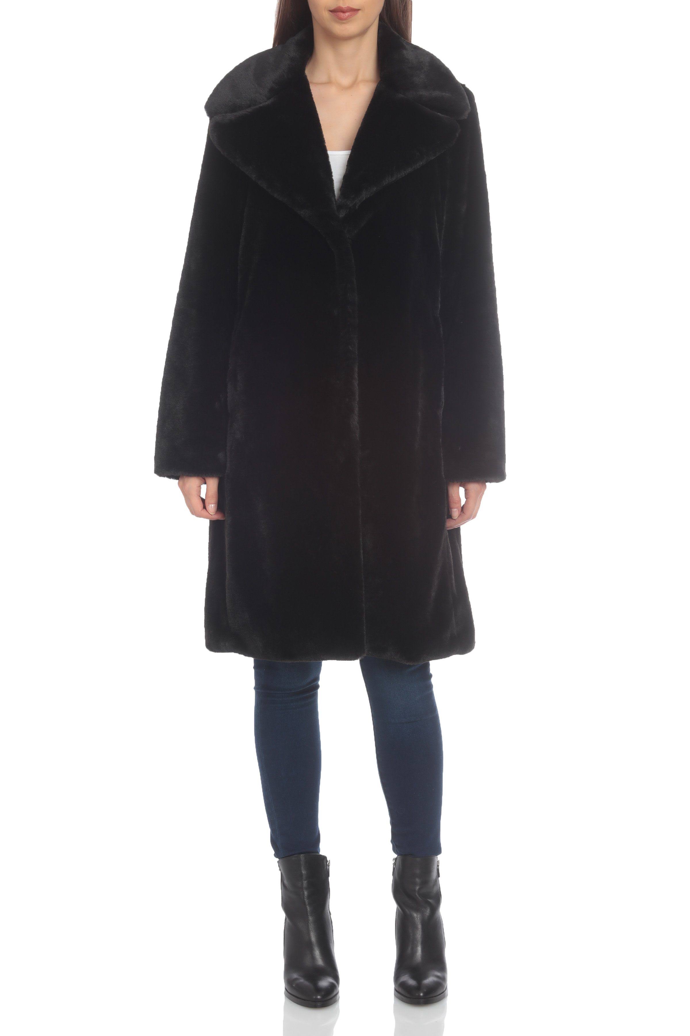 Avec-Les-Filles Faux Fur Bunny Coat Black / LG