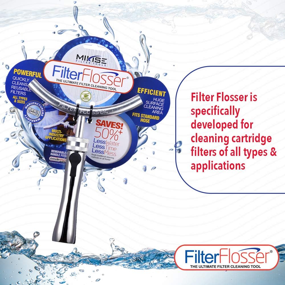 Filter Flosser Mikise Ultimate Pool & Spa Cartridge Filter Cleaning Tool - 2 Pack Pack of 2