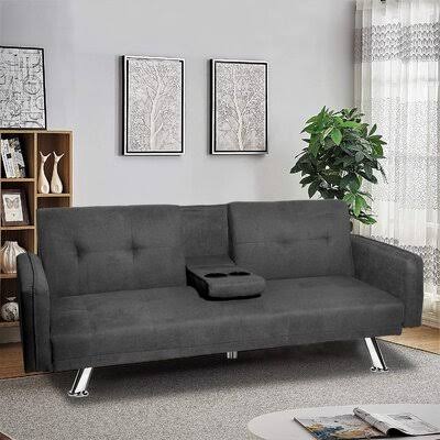 Allenford Twin 71.7x22 Wide Tufted Back Convertible Sofa Orren Ellis Fabric: Dark Gray