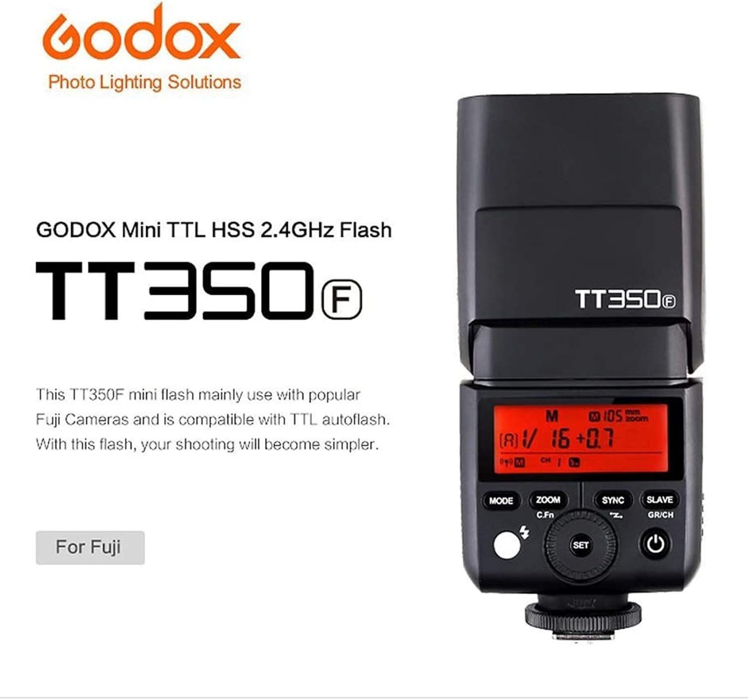 Godox TT350F 2.4G HSS 1/8000s TTL GN36 Camera Flash Speedlite for Fuji Cameras X-Pro2 X-T20 X-T2 X-T1 X-Pro1 X-T10 X-E1 X-A3 X100F X100T with EACHSHOT Color Filters