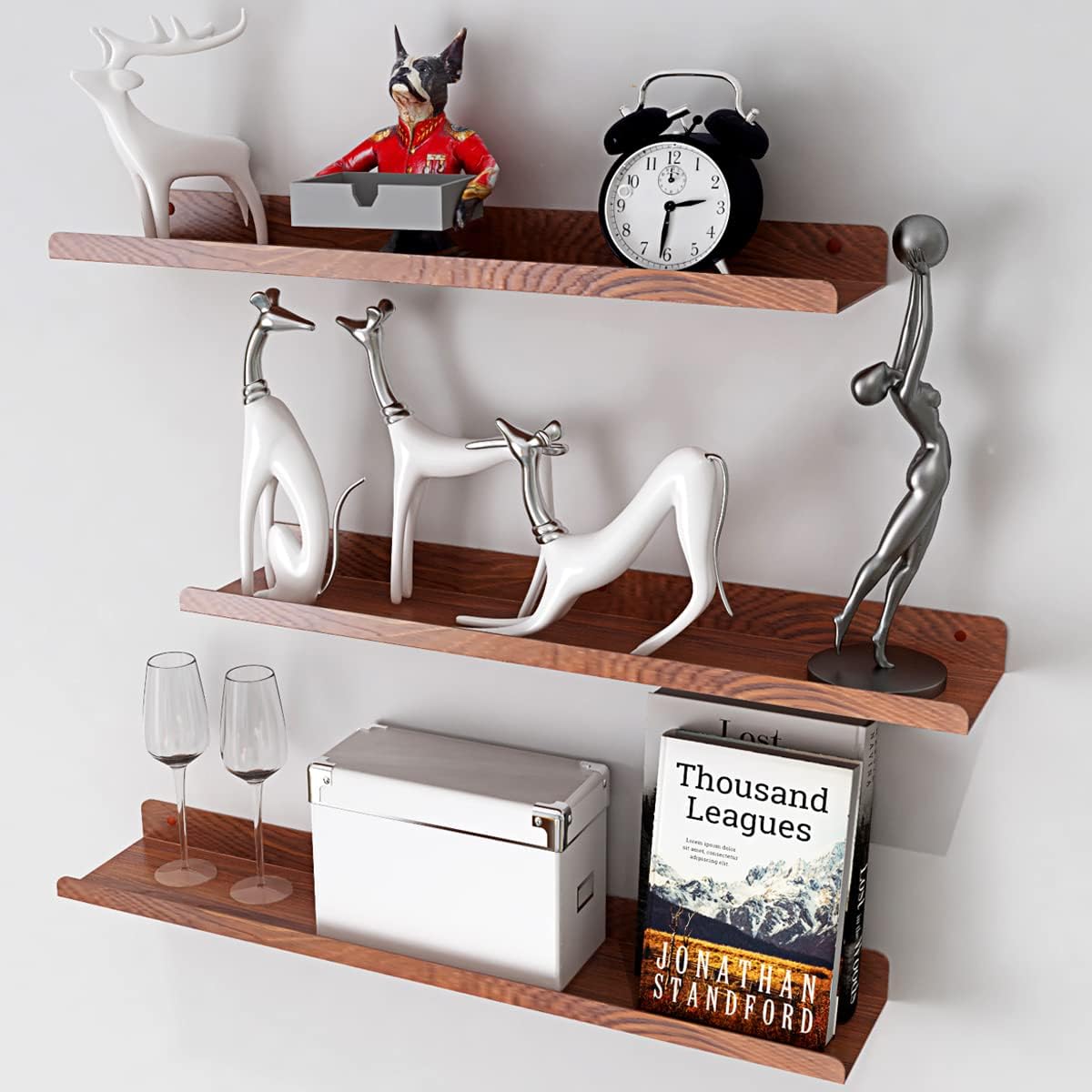 24'' Metal Floating Storage Shelves,Rustic Wall Shelving Wall Mounted for Living Room Office Kitchen Bedroom Bathroom Decor Pack of 2