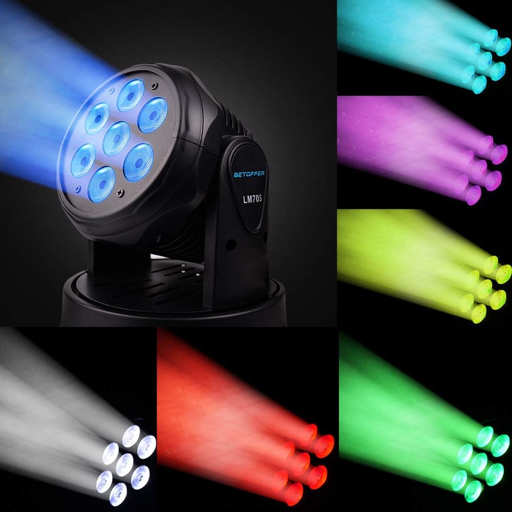 BETOPPER DJ Lights Moving Head, 7x8W RGBW Mini Stage Lights Moving Head, DMX DJ Disco Lights Sound Activated, Mini Moving Heads Wash Light for Christmas, Parties, Club, Concert, Wedding, Disco Events
