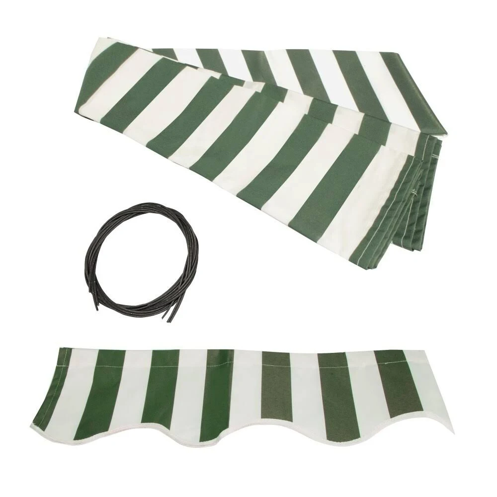 Aleko AWCM13X10GWSTR00-UNB 13 x 10 ft. Motorized Sunshade Half Cassette Retractable Patio Deck Awning Green u0026 White