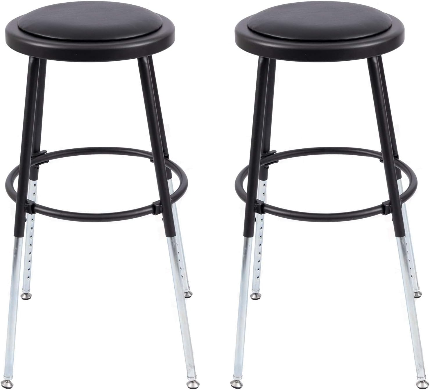 Stand Up Desk Store Stackable Adjustable-Height Classroom Office Workstation Stool (Black, 2 Pack)