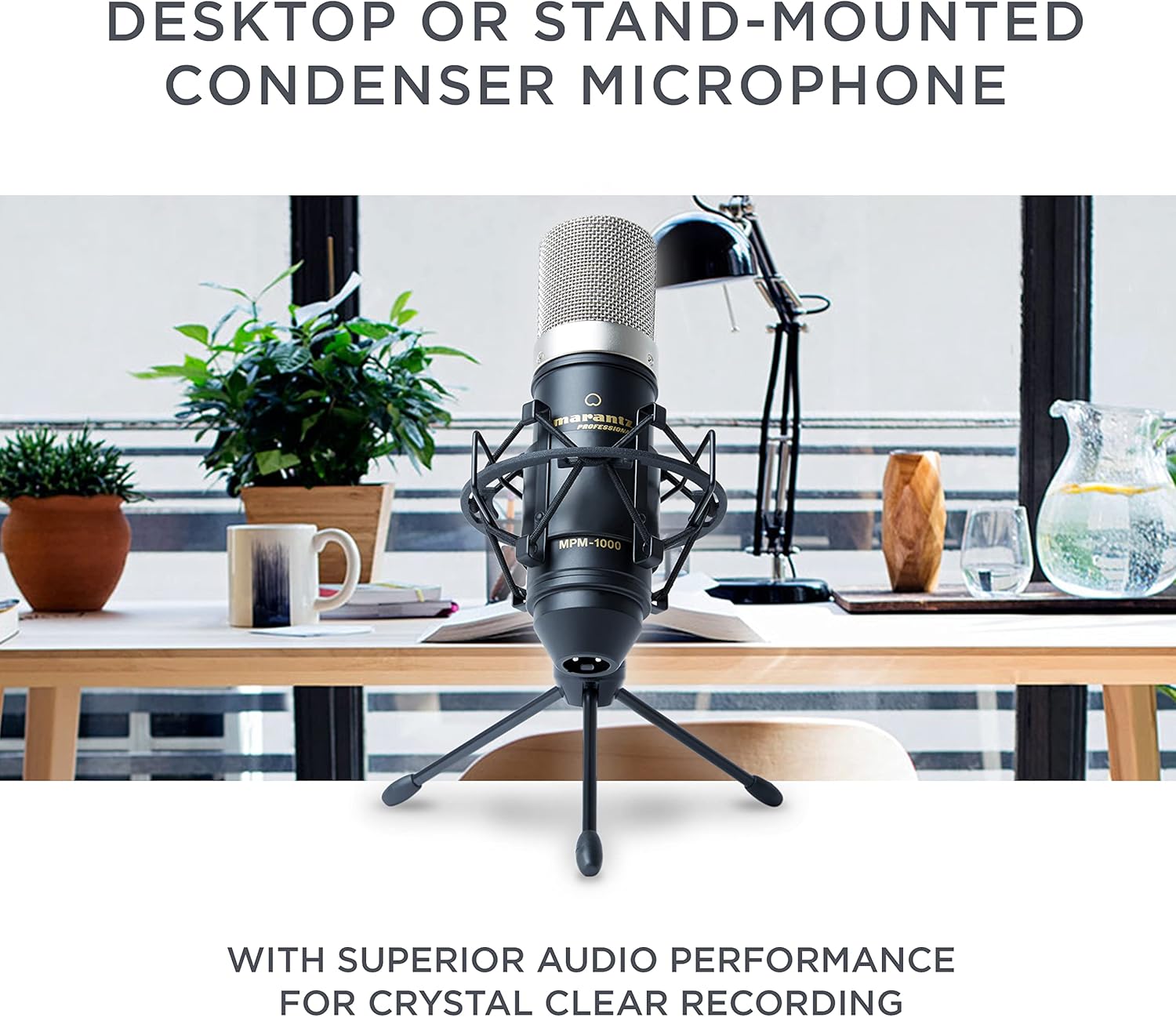 Marantz Pro MPM1000 - Studio Recording Condenser Microphone with Shockmount, Desktop Stand and Cable – Perfect for Podcasting and Voiceover Projects, MPM-1000 XLR Mic Pack of 2