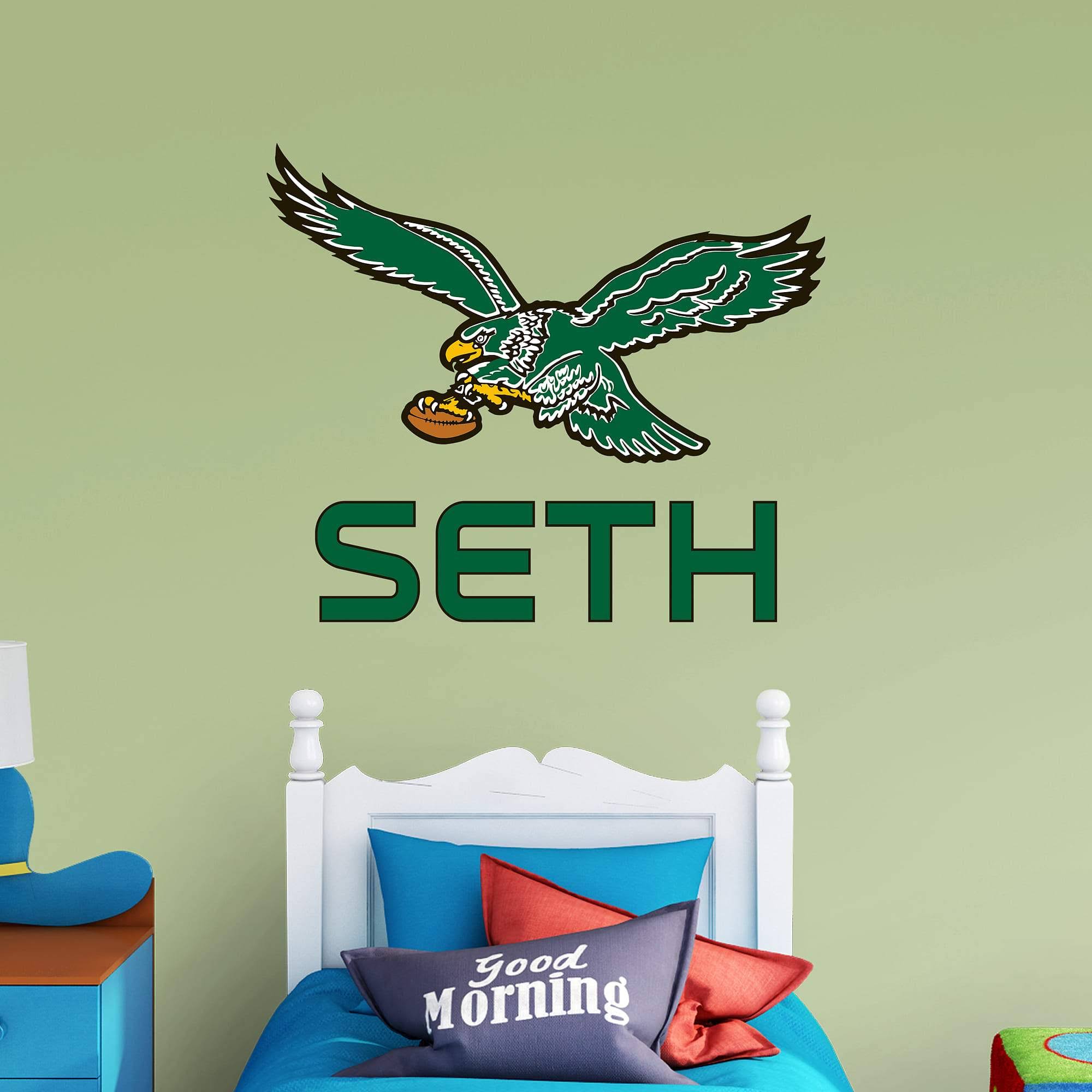 Philadelphia Eagles: Classic Stacked Personalized Name - Officially Licensed NFL TRANSFER Wall Decal in Green (52x22W x 39.5x22H