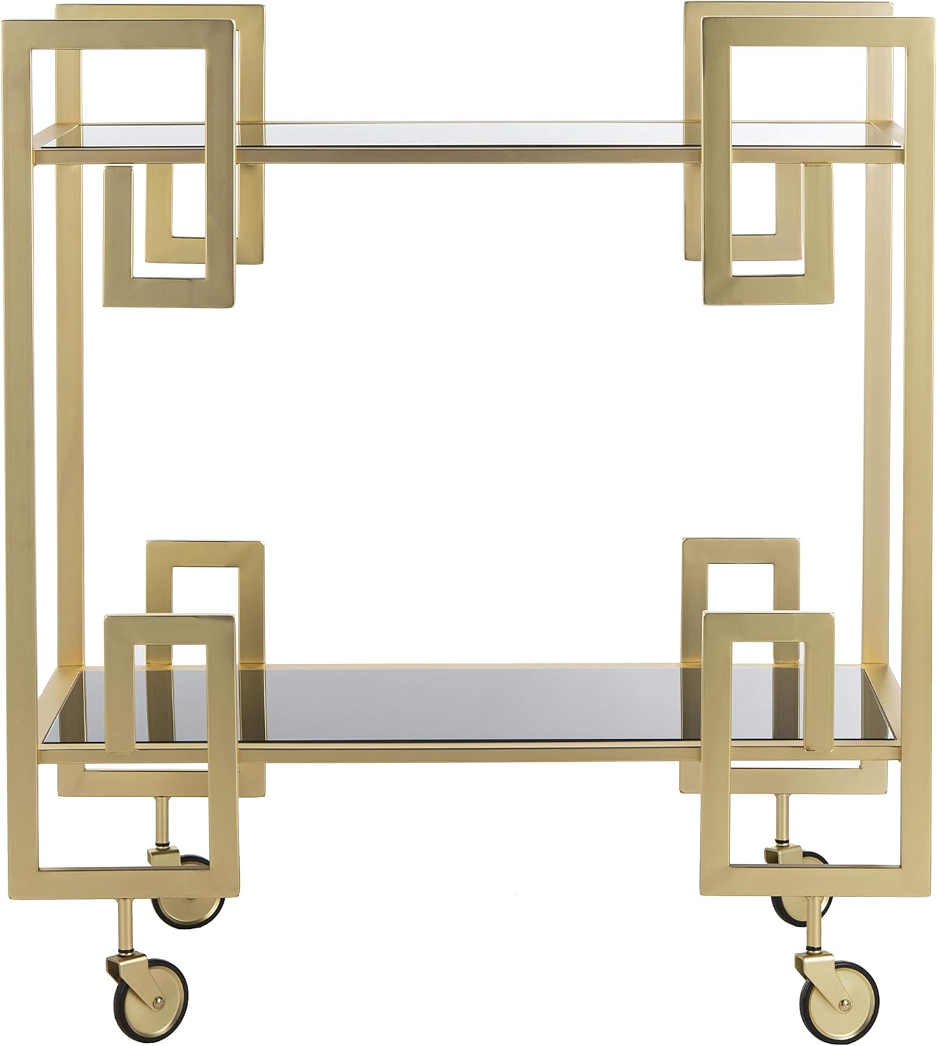 Safavieh Eliza Bar Cart, Brass and Black Glass