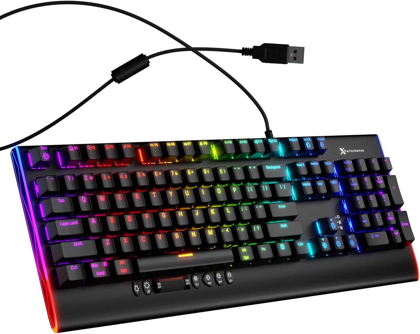 X9 Tactile RGB Mechanical Keyboard Gaming - Built for Work and Play - Thick Braided USB Wired Mechanical Gaming Keyboard - Roller Bar, Metal Top Panel, Brown Switch - Full Size Mechanical RGB Keyboard Pack of 2