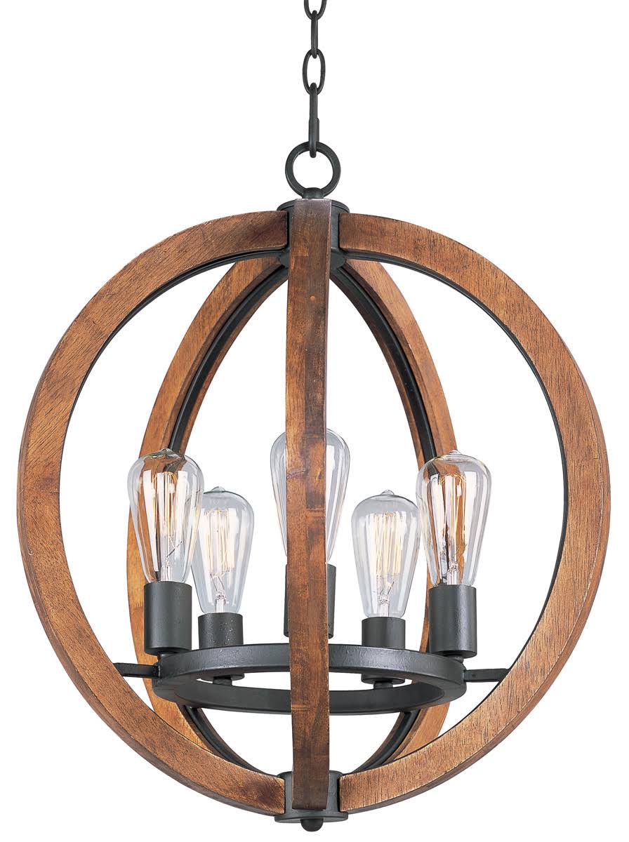 Rlalighting Chandeliers 5 Light with Anthracite Tone Finished MB Bulb Type 19 inch 300 Watt RL-118710