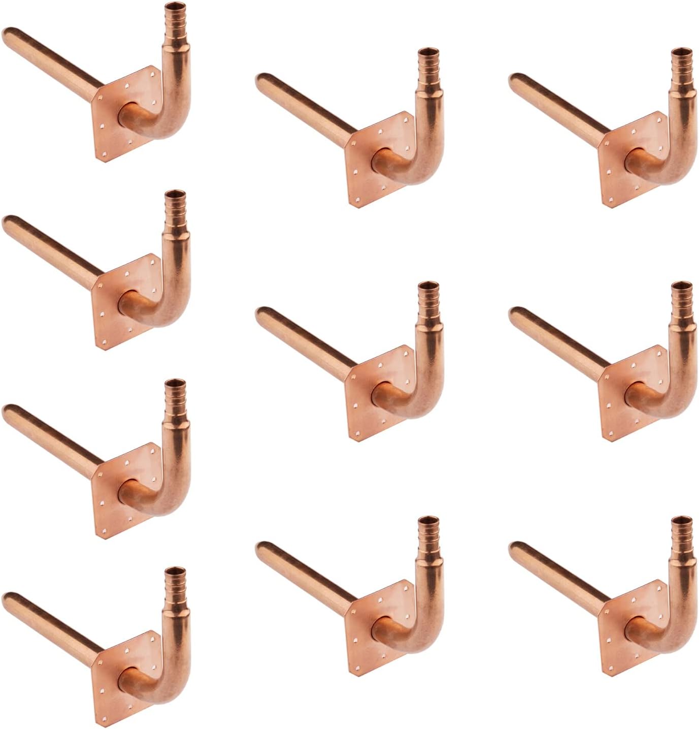 (Pack of 10) EFIELD Pex Copper Stub Out Elbow with Wall Flange, 1/2