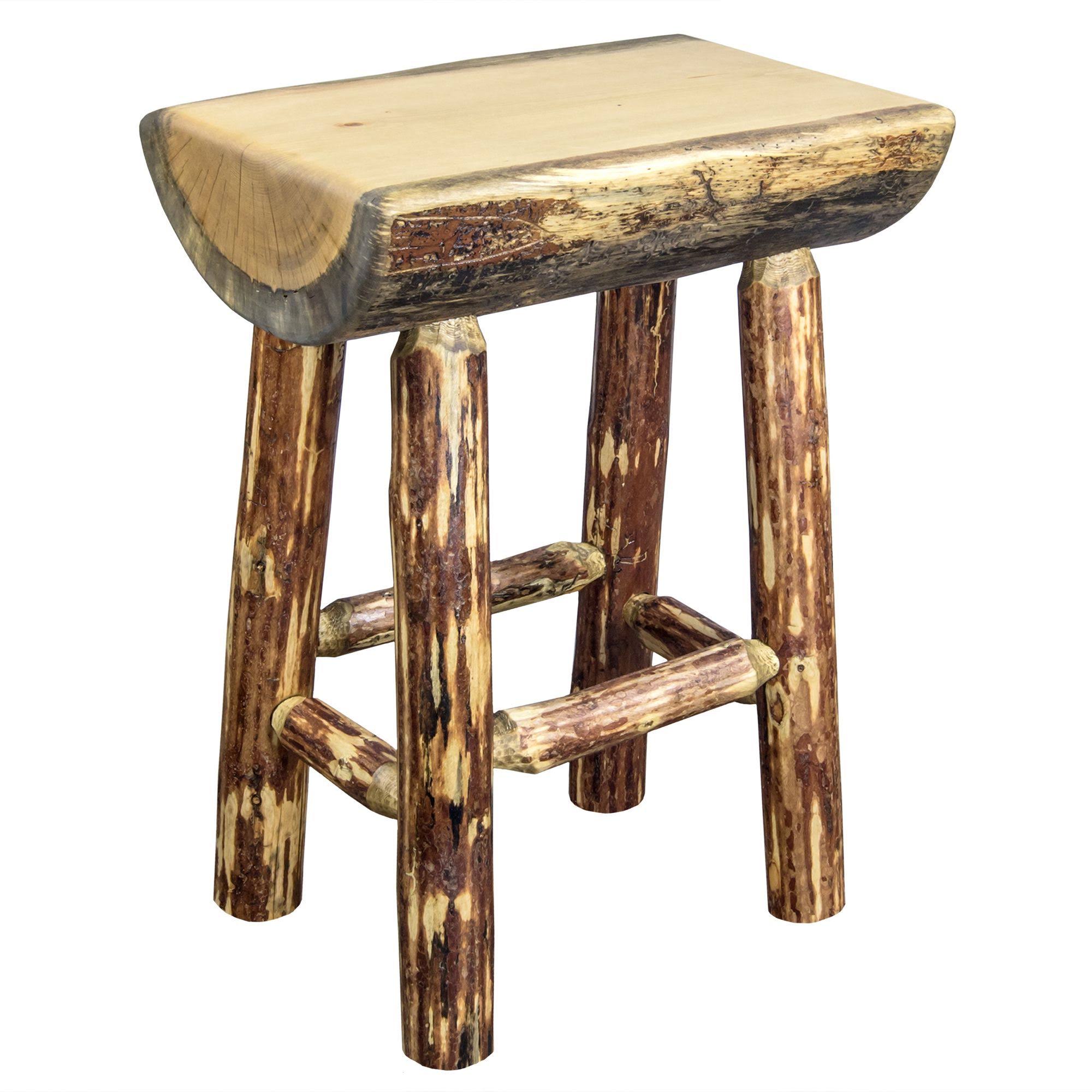 Montana Woodworks Glacier Country Collection Counter Height Half Log Barstool w/ Exterior Stain Finish