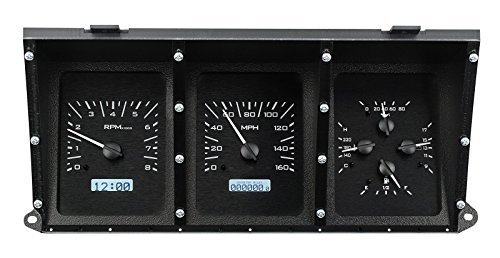 Dakota Digital Compatible with 73 - 79 Ford Pickup Truck VHX Analog Dash Gauge System Black Alloy White VHX-73F-PU-K-W