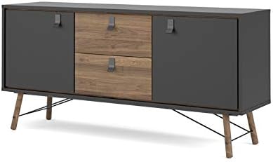Tvilum Door, 2 Drawer Sideboard, Black Matte/Walnut