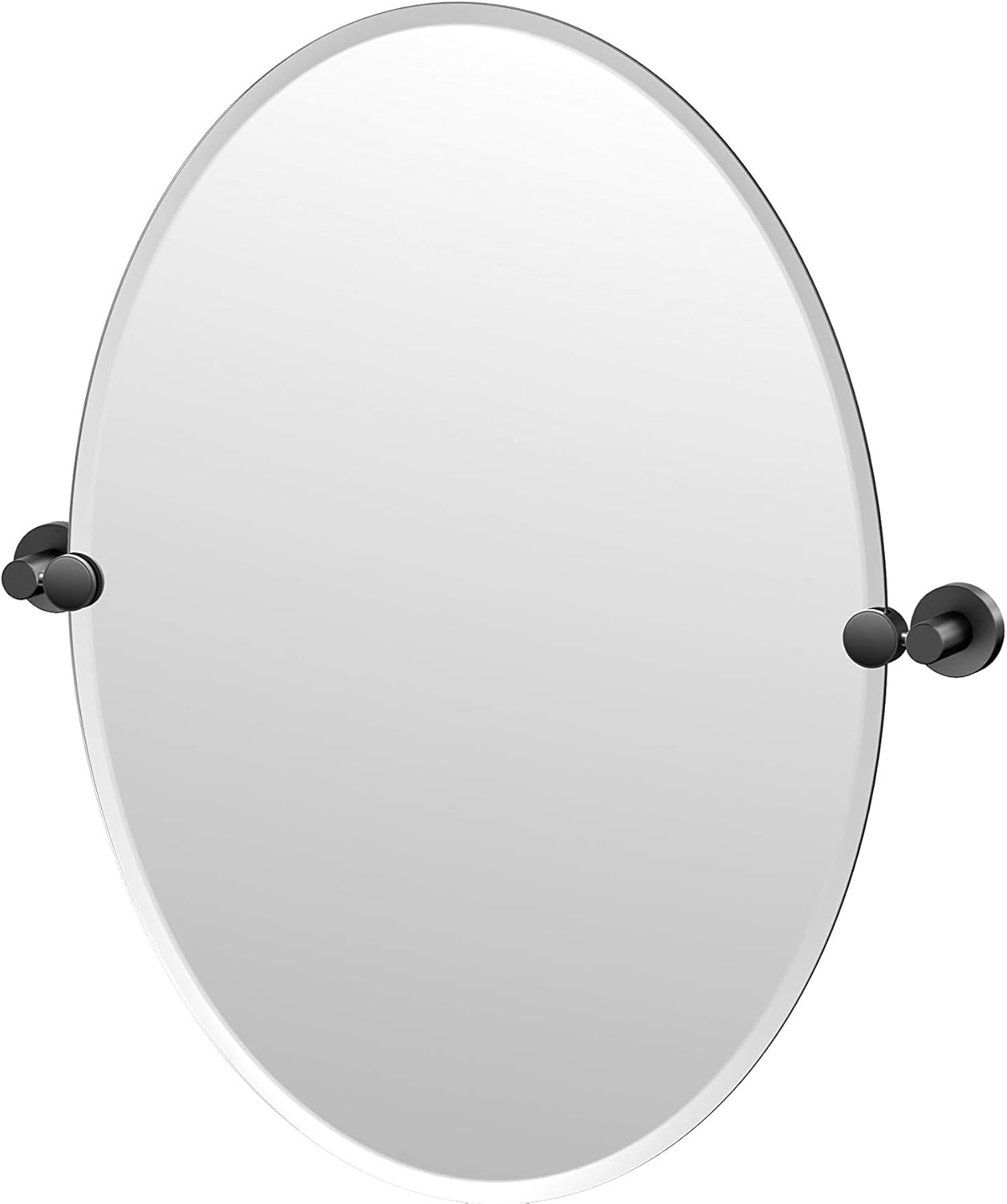 Gatco 4639MX Glam Frameless Oval Mirror, 26.5 Inch, Matte Black