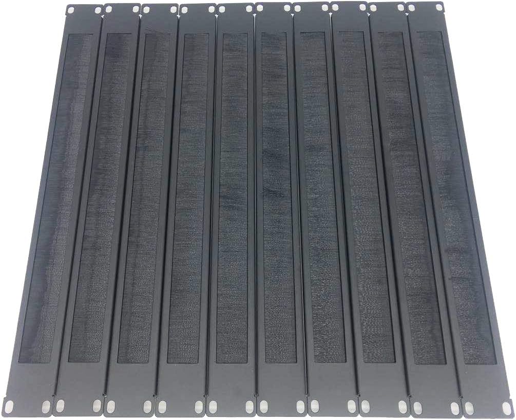 10 Pack 1U Horizontal Rack Mount Cable Management Panel with Cable Entry Brush for 19-Inch Rack Or Cabinet Black (1UCMB1U10PC)