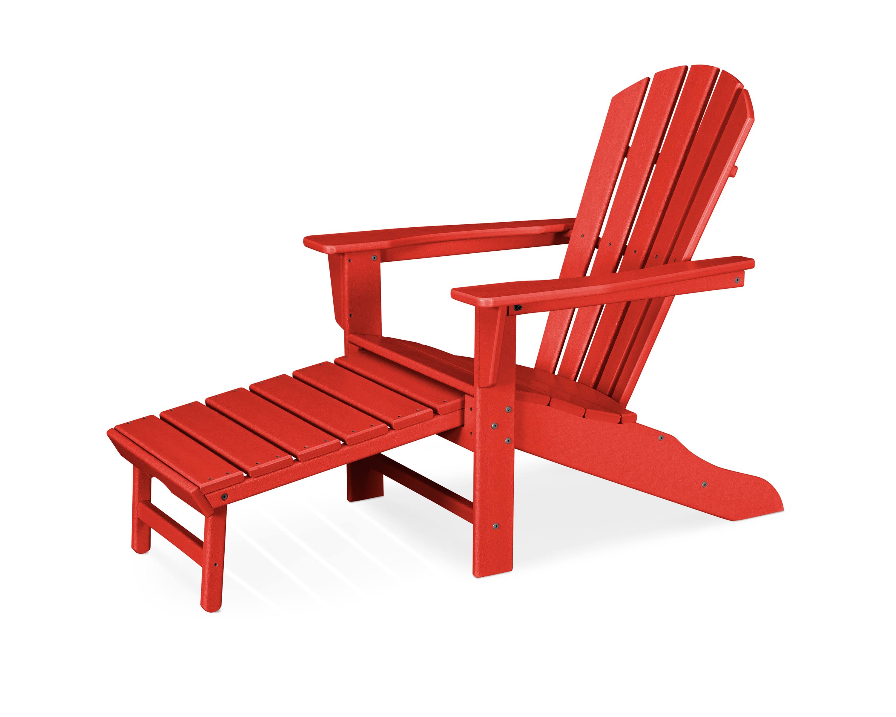 POLYWOOD; South Beach Ultimate Adirondack Chair with Hideaway Ottoman - Sunset Red