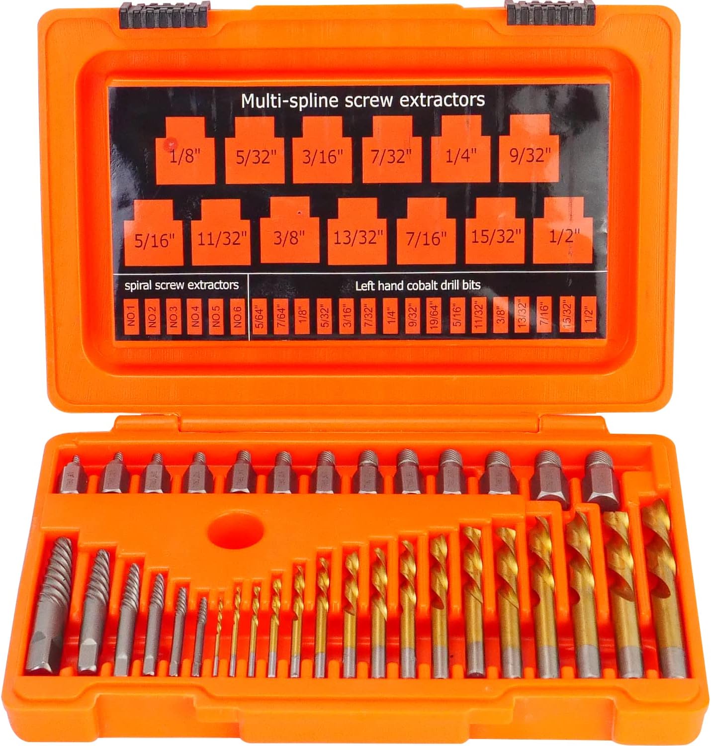 Luckyway 35-Piece Screw Extractor and Drill Bit Set, Bolt Extractors, for Removing Broken Studs, Bolts, Socket Screws, and Fittings
