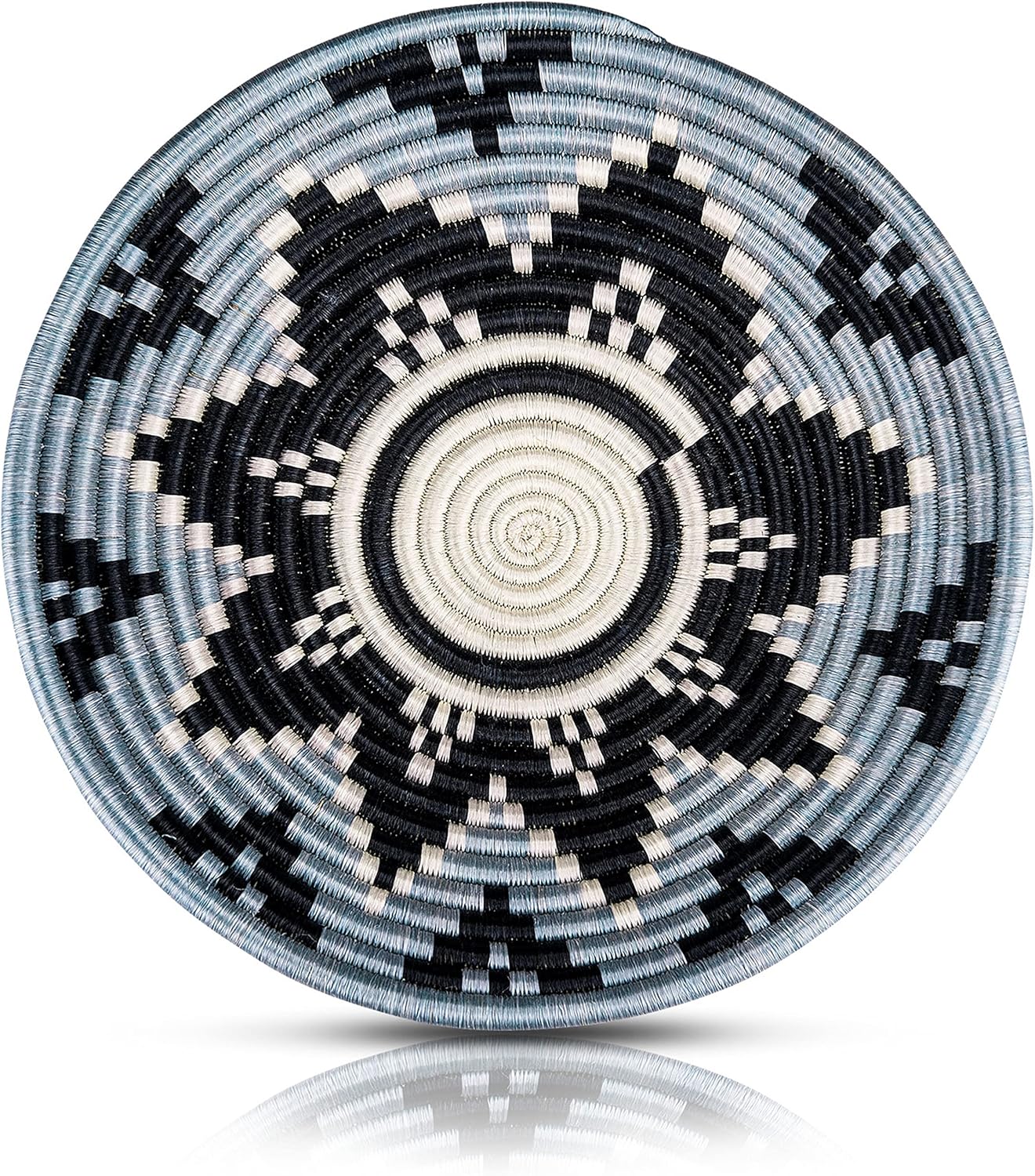 PURFARO Wall Basket Decor 100% Natural Handmade in Africa. 12 Inches Large Tight Weaves, Beautiful And Intricate Designs. Hanging Woven Wall Basket With Traditional Colors, Basket Wall Boho Decor. Pack of 2