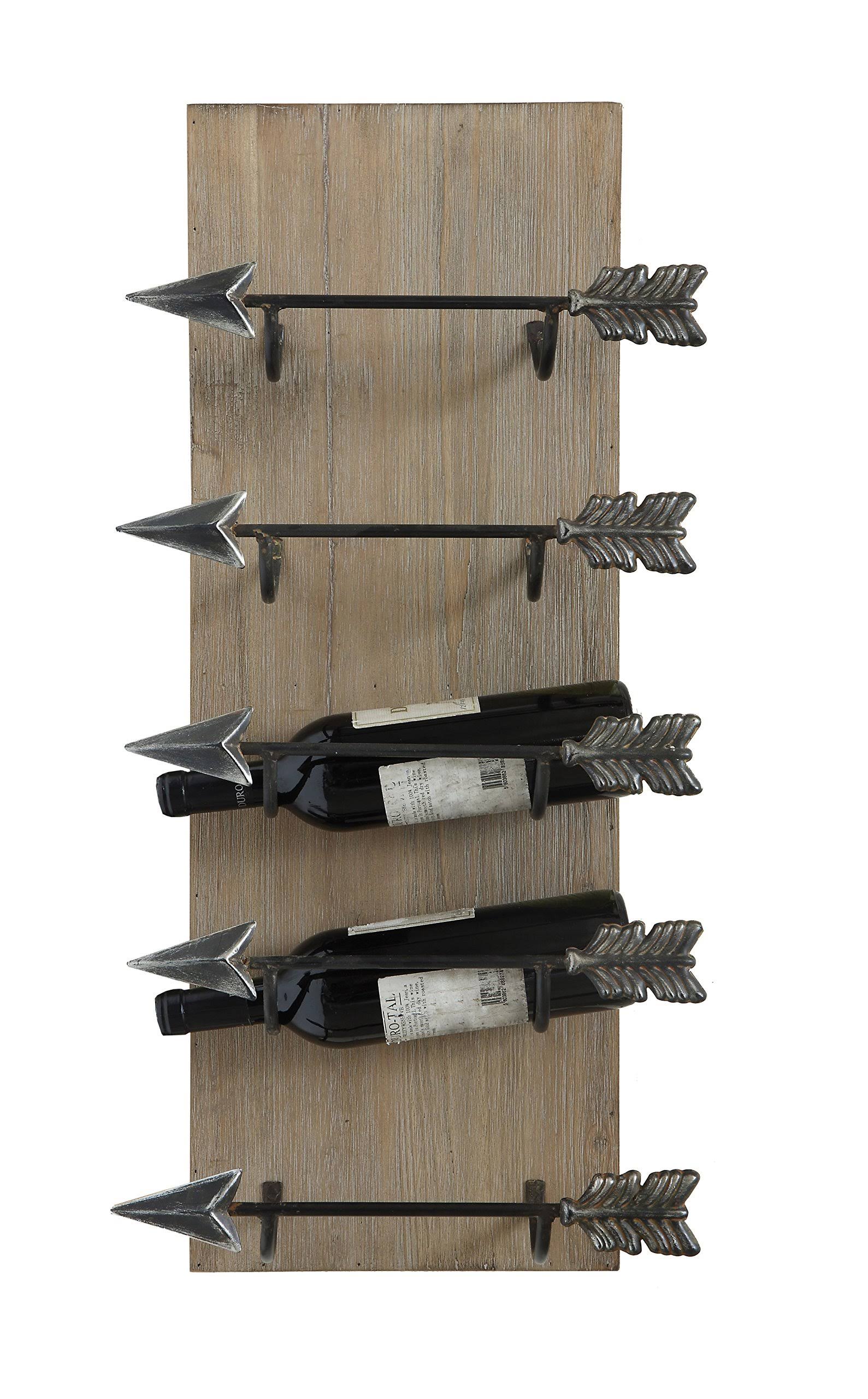 Wood u0026 Metal Wall Wine Rack with Arrows