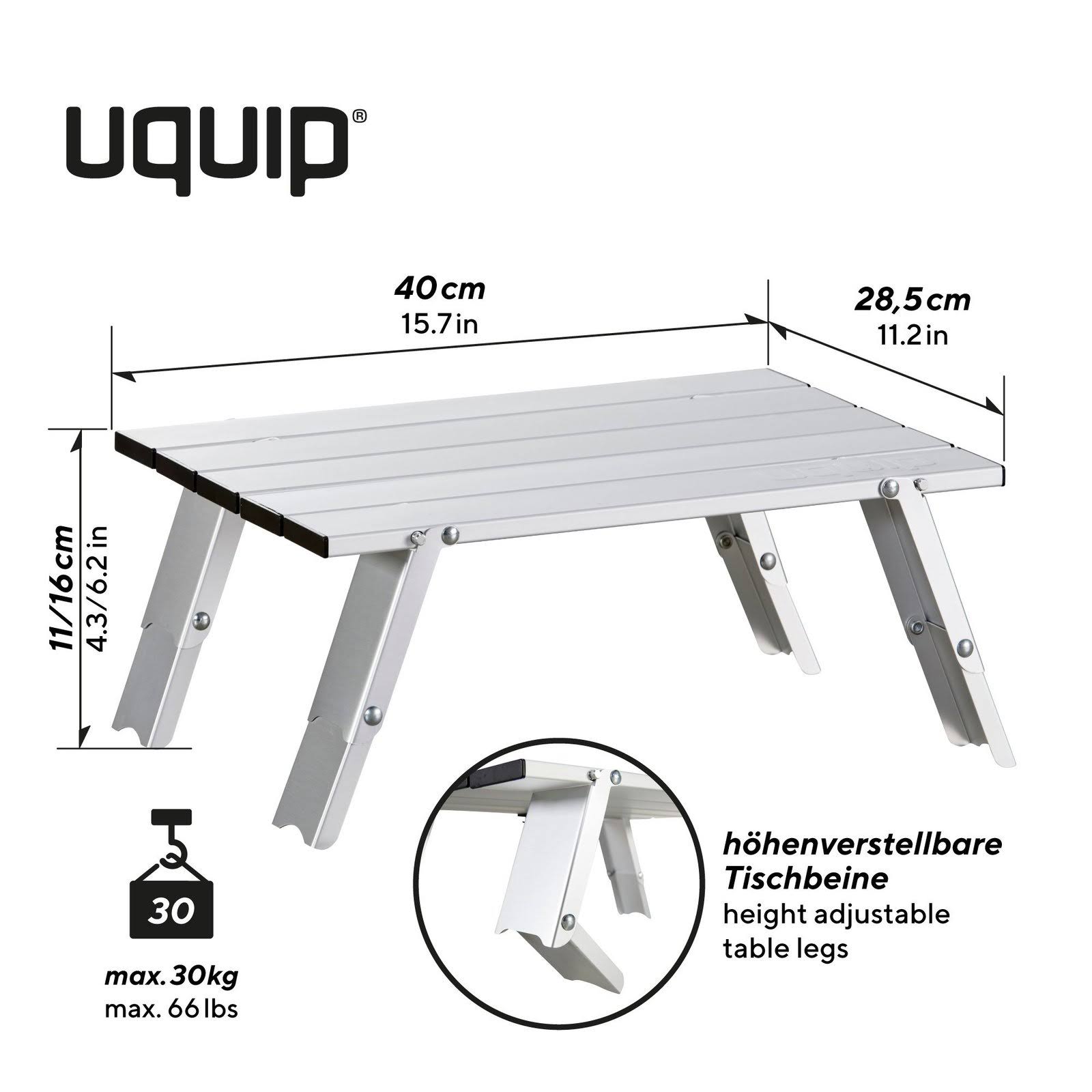 Uquip Handy Folding Roll Up Micro Side Table for Camping, Picnic, Travel, Beach