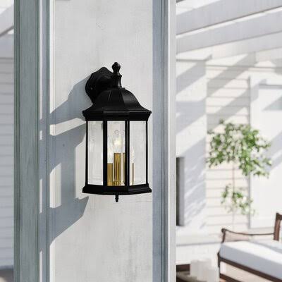 Bayou 3-Light Outdoor Wall Lantern Three Posts Finish: Black