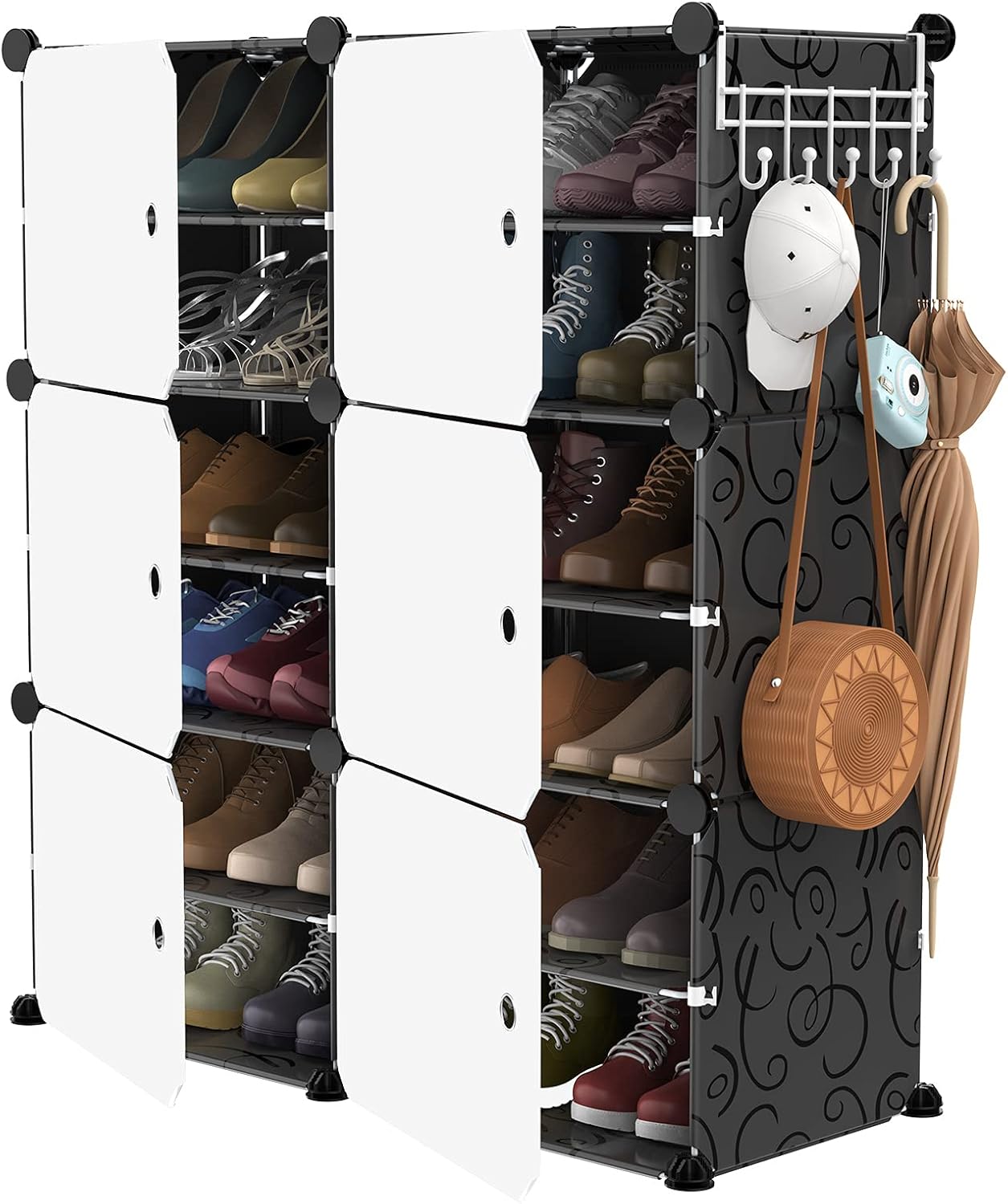 VTRIN Portable Shoe Rack Organizer 48 Pair Tower 4 Tiers Shoe Rack for Entryway Shelf Storage Cabinet Stand for Heels Boots Slippers Cabinet Narrow Standing Stackable Space Saver Shoe Rack Black