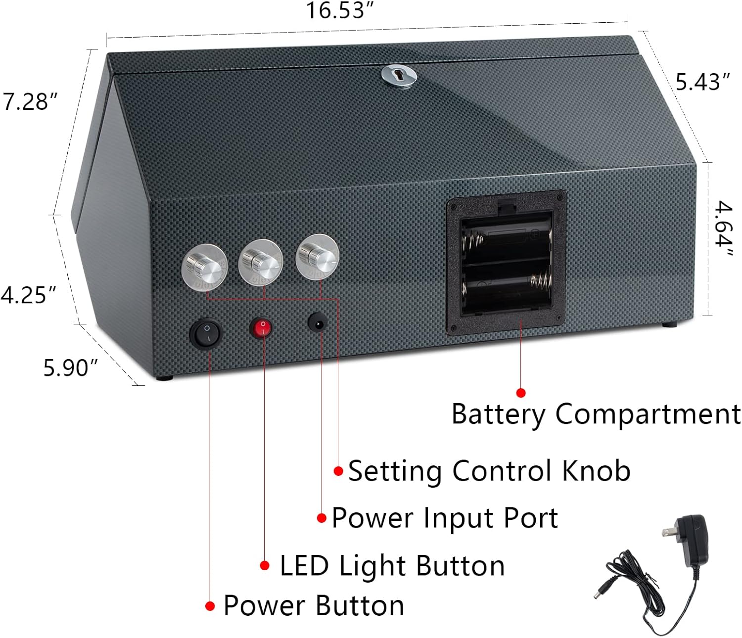 Watch Winder for Automatic Watches 6 Slots Automatic Watch Winder with Battery AC Powered Watch Box Winder Quite Motor Rotation Turning Carbon Fiber Blue LED Light