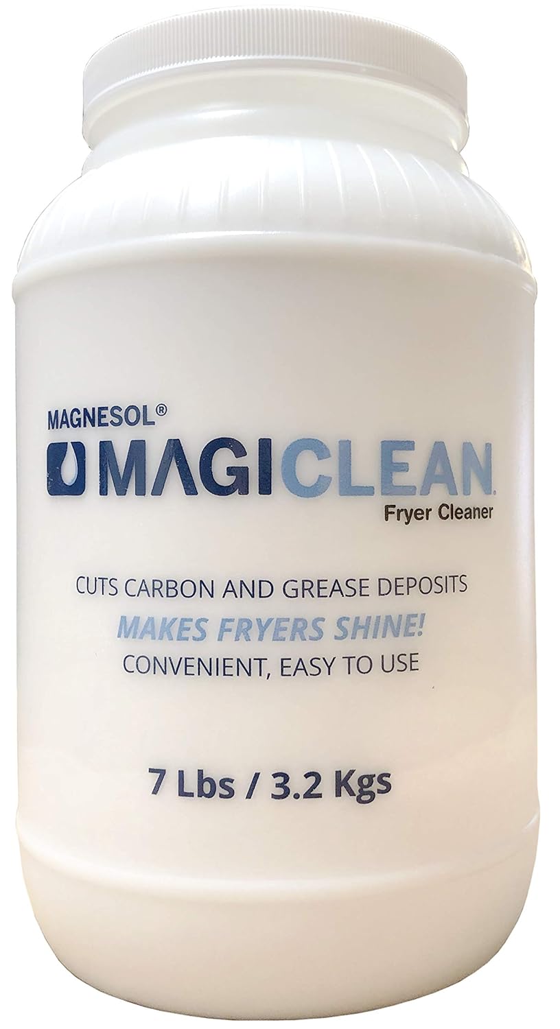 Magiclean Fryer Cleaner by Magnesol, Non-Foaming Fryer Cleaning Powder, Fryer Boil Out Powder to Remove Carbon & Grease Deposits in Deep Fryers, Makes Fryers Shine, 1 Gal Jar Pack of 2