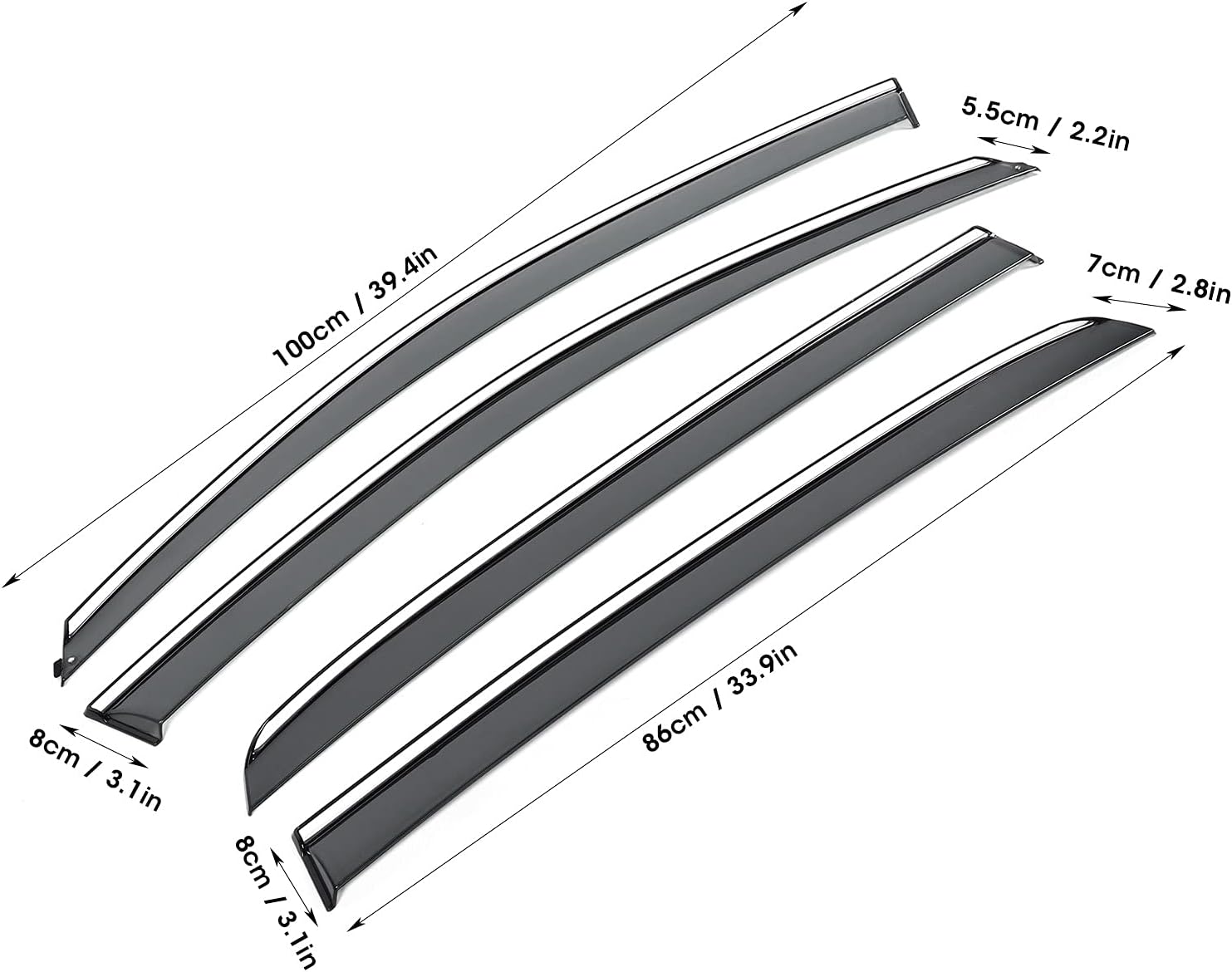 Window Deflector, 4pcs Car Window Visor Vent Sun Rain Shade Deflector Accessory Fits for MK6 2009-2014