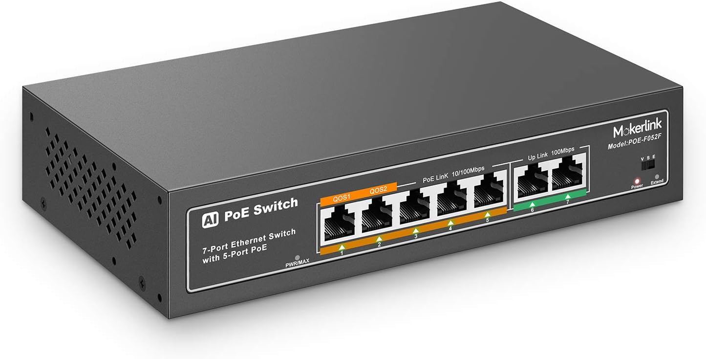 MokerLink 8 Port PoE Switch with 2 Gigabit Uplink, 802.3af/at PoE+ 100Mbps, 120W Built-in Power, Extend to 250Meter, Metal Plug & Play Pack of 2