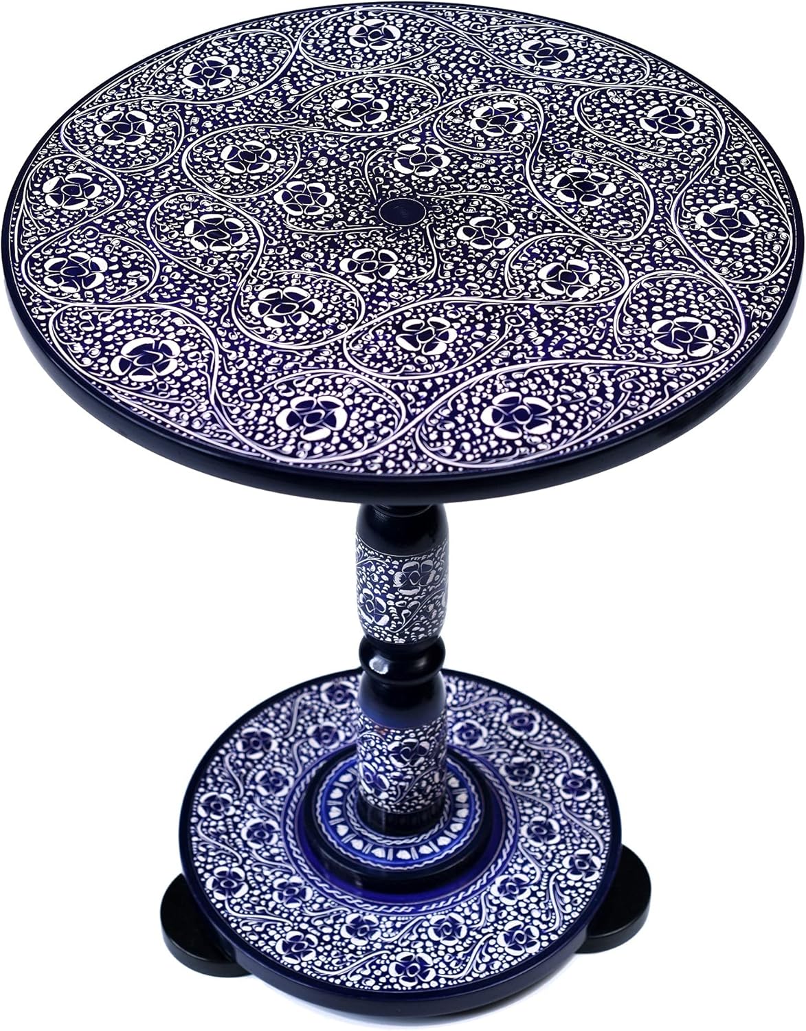 Hand-Crafted Round Side Accent Table for Living Room or End Table for Bedroom by EXCESSORIZE THAT- Boho Blue (19
