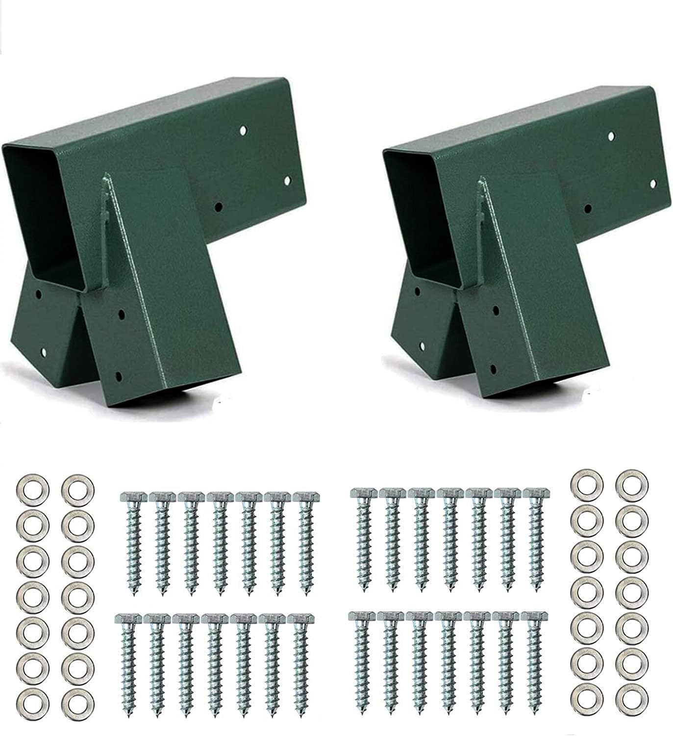 studypro 2 Brackets Swing Set Frame End Bracket 90°A-Frame Swing Set Bracket Heavy Duty Swing Set with Mounting Hardware for 90x90 mm Square Timber Children’s Swing Frame (Green) Pack of 2