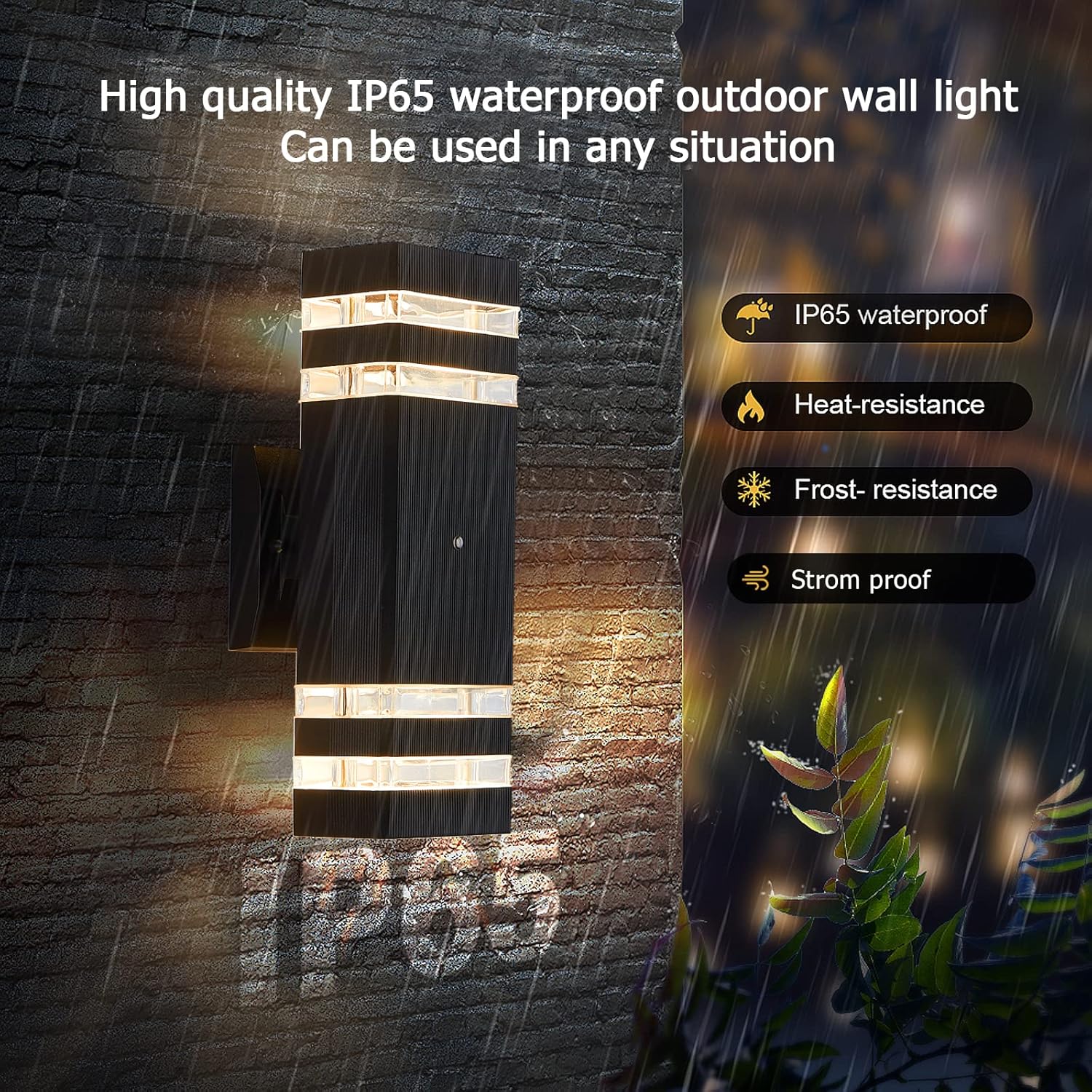 Dusk to Dawn Outdoor Wall Light, Photocell Sensor Up and Down Porch Sconce Light, Modern Exterior Wall Sconce Porch Light Fixture, Body in Aluminum Outdoor Wall Sconce, 4000K Outdoor Wall Lamp, 2-Pack