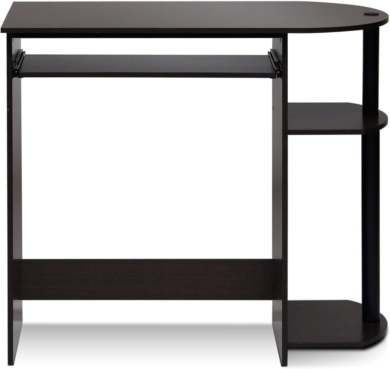 Furinno Simplistic Easy Assembly Computer Desk, With Keyboard Tray, Dark Brown/Black