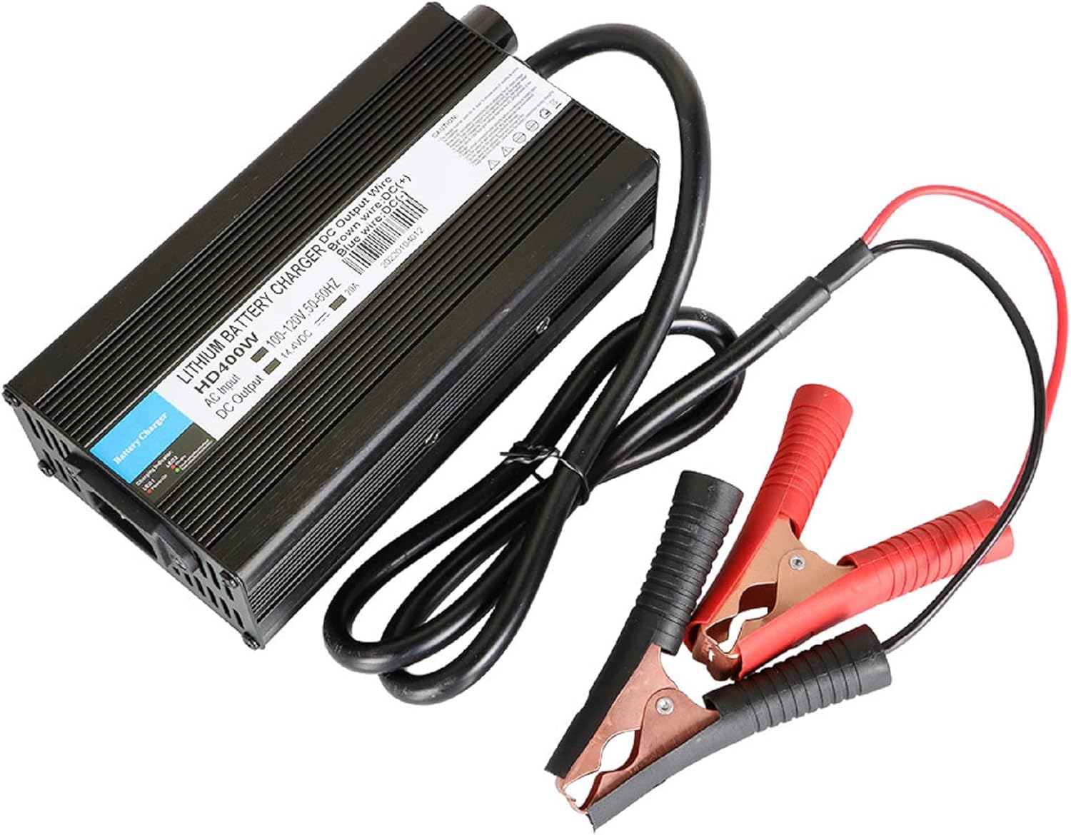 WFLNHB 14.4V 20A Battery Charger Smart Charger for Lithium LiFepo4 Deep Cycle Rechargeable Batteries AC Input DC Output for Lithium-iron Phosphate Batteries with Alligator Clip